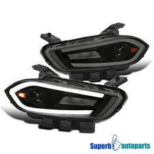 Fit 13-16 Dodge Dart Smoke Projector Headlights Switchback Sequential LED Tube picture