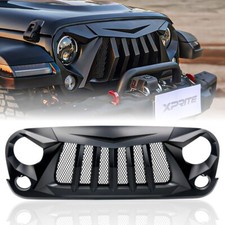 Xprite Front Bumper Grille Matte Mesh Black Fits For 2007-2017 Jeep Wrangler JK picture