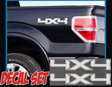 4x4 Truck Bed Decals, Metallic Silver (Set) for Ford F-150 and Super Duty picture