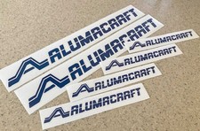 Alumacraft Vintage Boat Decals Navy Blue Die-Cut  + FREE Fish Decal picture