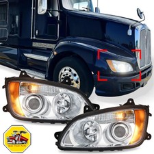 Chrome Headlights Pair For 2008-2016 Kenworth T170 T270 T370 T440 T470 T660 T700 picture