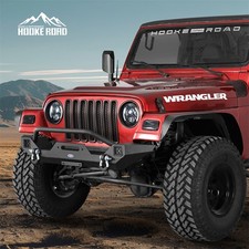 Stubby Steel Front Bumper w/Winch Plate D-Ring for 1987-2006 Jeep Wrangler YJ TJ picture