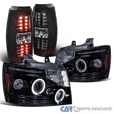 Fit 2007-2012 Avalanche Smoke Halo Projector Headlights+Black LED Tail Lights picture