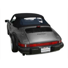 Fits Porsche 911 Convertible Top 1983-94, Black Twill Cloth, Plastic Window picture
