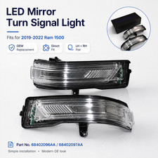 Clear Lens LED Mirror Turn Signal Light Pair For Dodge Ram 1500 2019-2022 OE picture