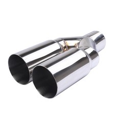 Universal Double Cylinder Exhaust Tailpipe 63mm Inlet 76mm Outlet Steel picture