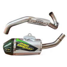 EXHAUST MUFFLER PIPE FULL SYSTEM CARBON GREEN FIT FOR KAWASAKI KLX110 KLX110L picture