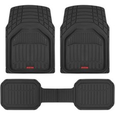 Heavy Duty All Weather Car Floor Mats Full Set 3pc Trim to Fit Deep Dish Black picture