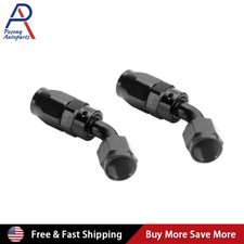 2Pcs Universal 45 Degree Swivel Fuel Hose End Fitting/Adaptor AN6 -6AN Black picture