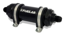Fuelab 828 In-Line Fuel Filter Long -8AN In/Out 6 Micron Fiberglass - Black picture