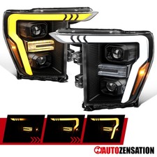 Fit 2021-2023 Ford F150 Black LED DRL Projector Headlights Sequential Signal picture