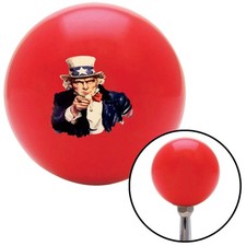 Uncle Sam Red Shift Knob w/ M16x1.5 Insert Shifter Auto Manual Custom Automatic picture