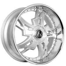 22x9/22x10 Artis Wheels Laredo-XL Brushed Silver Face Chrome Lip Rims (4pcs) picture