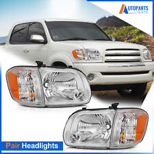 For 2005-2006 Toyota Tundra Crew Cab Pickup 4-Dr Chrome Headlight Assembly Pair picture