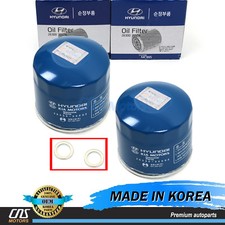 ⭐GENUINE⭐ Engine Oil Filters & Washers 2PACK for Genesis Hyundai Kia 2630035505 picture