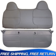2PCS Full Front Bench Leather Gray Seat Cover For 2003-2007 Ford F250 F350 F450 picture