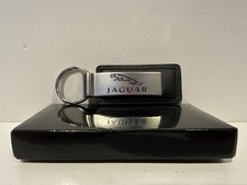 JAGUAR Car Genuine Black Leather Dealer Keychain Brand New in Original Box picture