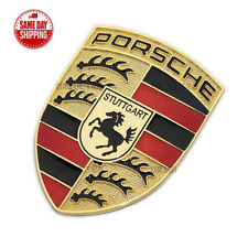 Gold Hood Crest 911 996 997 930 Badge Emblem Cayenne Boxster Cayman Metal picture