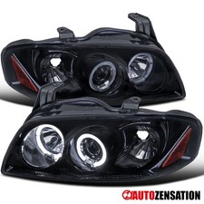 Fit 2004 2005 2006 Sentra Black Smoke LED Halo Projector Headlights Left+Right picture