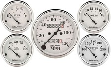 Autometer 1601 Old-Tyme White Gauge Kit, 5 Pc., 3-1/8