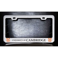 University Of Cambridge Custom Made Chrome Metal License Plate Frame Screw Caps picture