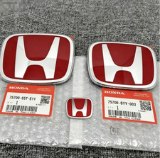 3PC For HONDA CIVIC 2016-2021 Front Rear Badge Steering Red Emblem NEW🚚 picture