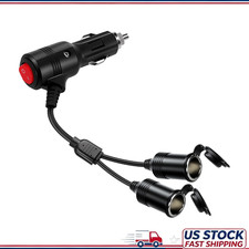 12V Dual Port Cigarette Lighter Splitter Adapter On/Off Switch, 15A Fuse, LED In picture