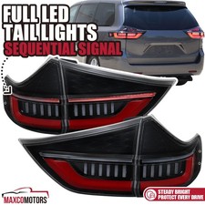 Jet Black Tail Lights Fits 2015-2020 Toyota Sienna LED Brake Sequential Signal picture