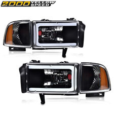 Fit For Ram 1500 2500 3500 94-02 Black/Clear Amber Corner LED DRL Headlights picture