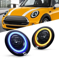 Blue Starup Animation LED Headlights For 2002-2008 Mini Cooper R50 R52 R53 Pair picture