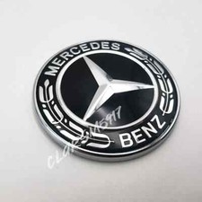 Front Hood Emblem Classic Black Flat Laurel Wreath decal Badge For Mercedes Benz picture