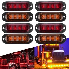 4-12PCS Amber/Red LED Side Marker Clearance Lights Waterproof Trailer Truck RV picture