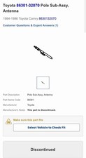 NOS Toyota Discontinued Part 86301-32070 picture