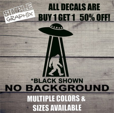 BIGFOOT UFO Alien Decal, Sasquatch, JDM, Funny, Windows, Car, Truck, Outdoors picture
