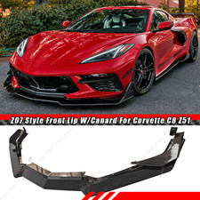 For 20-27 Corvette C8 Z51 Z07 Canard Style Gloss Black Front Bumper Lip Splitter picture