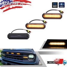 Smoked Amber LED Front Grille Grill Running Lights For Ford Bronco Raptor Style picture