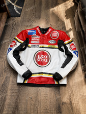 Vintage Lucky Strike Suzuki Motorcycle Leather Jacket –Retro Racing Biker MotoGP picture