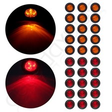 New 30x amber red 2.5 inch Round 4 LED Light Trailer Side Marker Clearance Kit picture