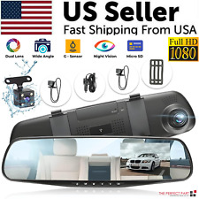 1080P HD Rearview Mirror Car DVR Dual Dash Cam Camera Front Rear Video Recorder picture