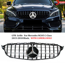 Black GTR Style Grill W/LED Emblem For 2015-2018 Mercedes W205 C-Class C250 C300 picture