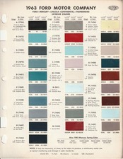 1963 FORD MERCURY THUNDERBIRD LINCOLN FALCON COMET PAINT CHIPS DUPONT (1 PAGE) picture