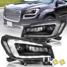For 2013-2016 GMC Acadia Halogen Projector Black W/Bulbs Headlights Assembly SET picture