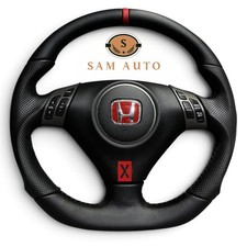 Custom Hand-Stitched Black Leather Steering Wheel for Honda Accord (2003–2007). picture