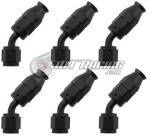 AN3 3AN 45° Degree PTFE Teflon Swivel Hose End Black AN Fitting E85 Flex (Qty 6) picture