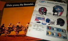 ~2~ 1970's Motorcycle Advertsing Brochures~Suzuki & Space Age Safety Helmets picture