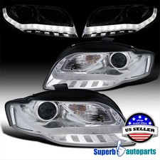 Fits 2005-2008 Audi A4 Projector Headlights BMW Style LED Strip Tube Lamps 06-08 picture