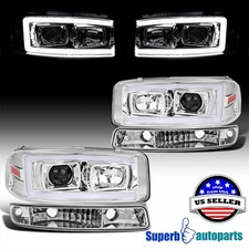 Fits 1999-2006 GMC Sierra Yukon Projector Headlights LED Strip+Bumper Lamps picture