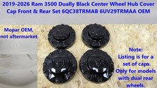 Black Ram 3500 Center Hub Cap Cover Wheel Dually Front & Rear Set 2019 - 2026 picture