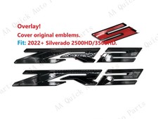 OVERLAY 2pc Gloss Black Side Fender Door ZR2 Emblem Badge 2024+ 2500HD/3500HD picture