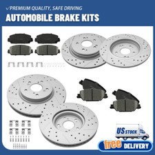 Front Rear Drilled Disc Brake Rotors Ceramic Brake Pads For 2017-2023 Honda CR-V picture